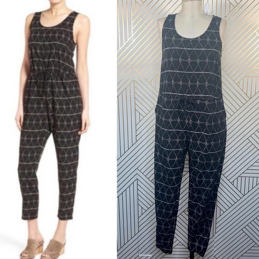 Madewell Diamond Argyle Print‎ Jumpsuit Black